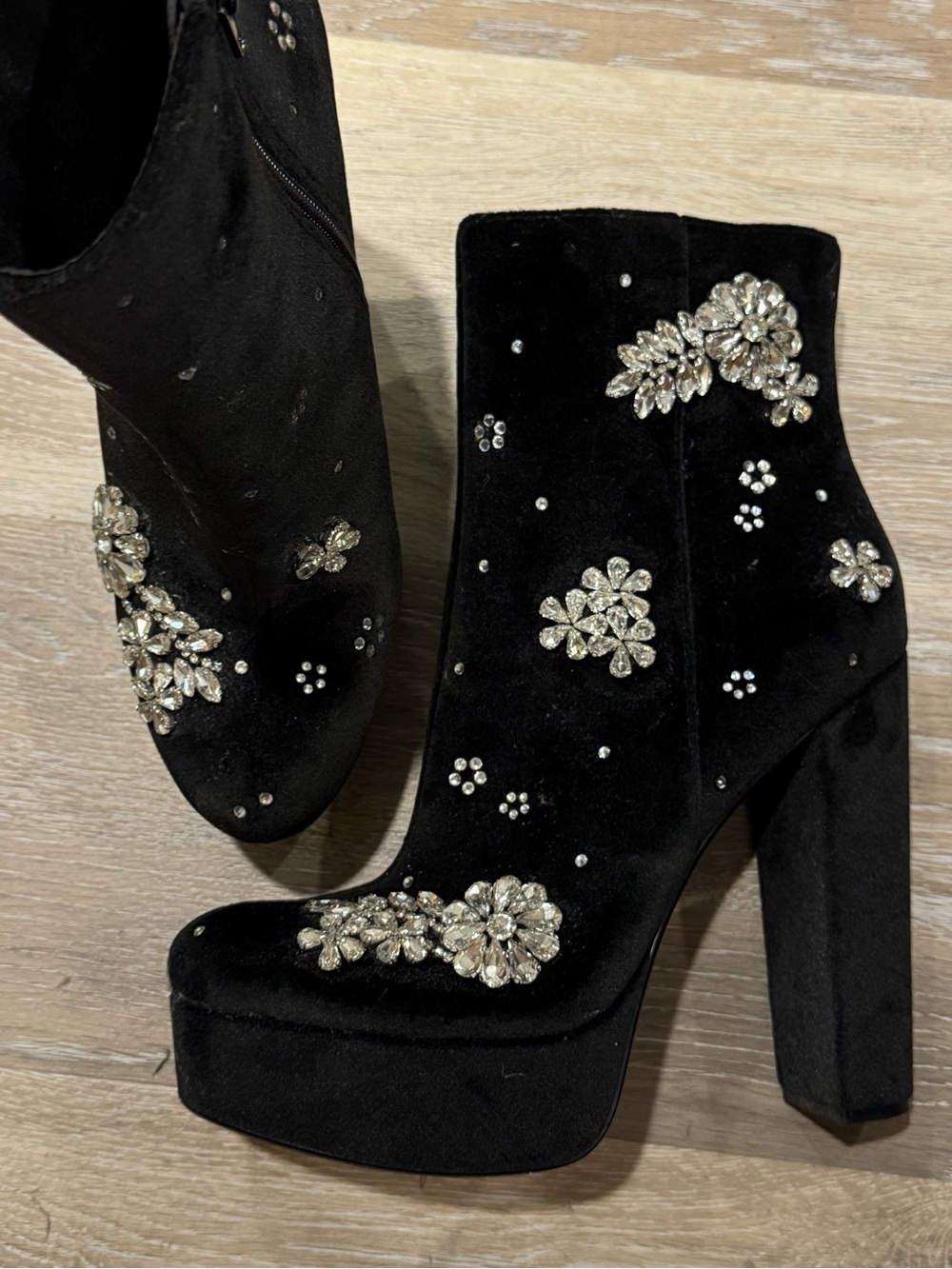 Express platform block heel with incredible embellishments